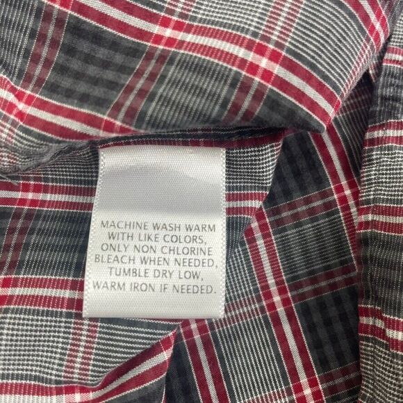 ROWM Red & Black Plaid LS Button Down Shirt LIghtweight Cotton Office Career XLT - Picture 8 of 8